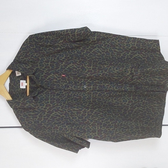 Levi's- Mens Green Black Camo like Button down Dress Shirt Sz.XL - Picture 1 of 7